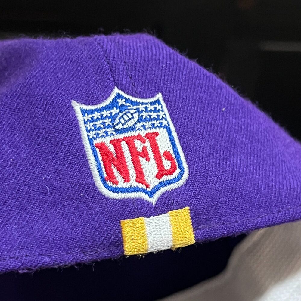 Vintage 90s Nike Team Minnesota Vikings Wool Fitted Hat Purple NFL Football 7 - Picture 6 of 10